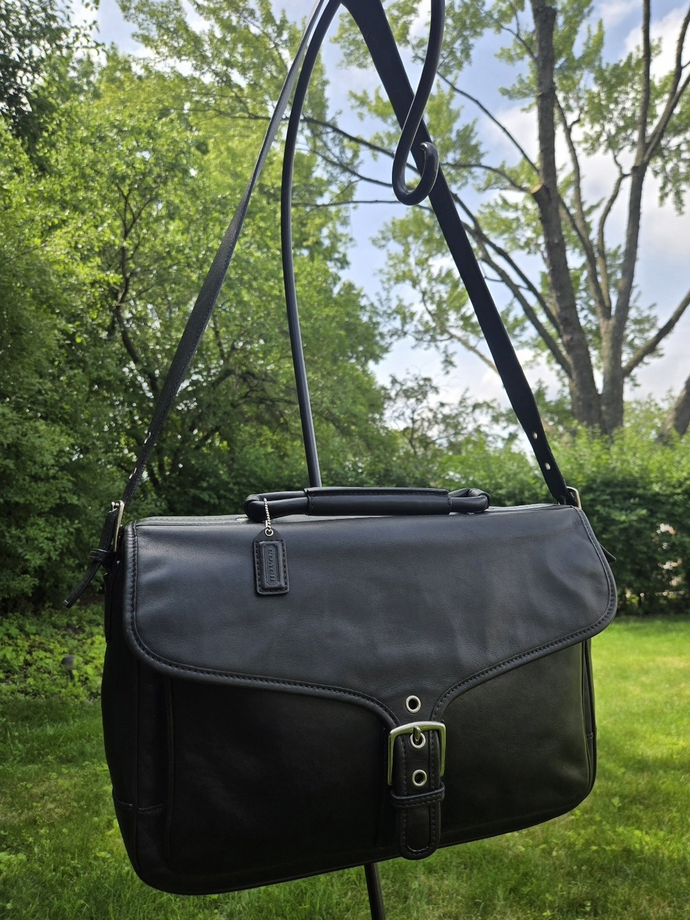 Vtg Coach Logan Leather Commuter Messenger Bag Briefcase Black 5238 Y2k Soho - Picture 3 of 14